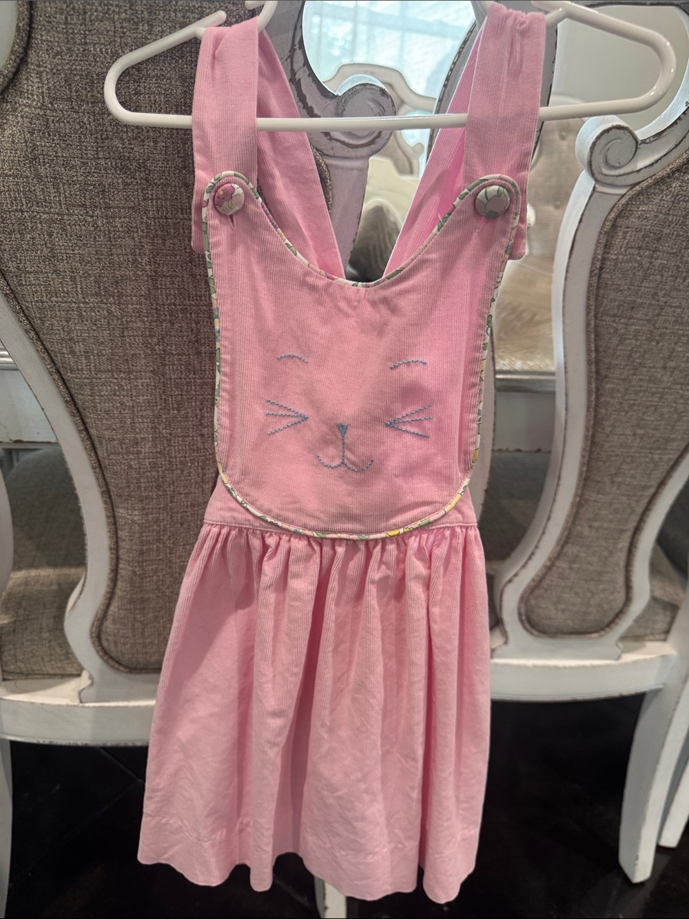 Shrimp and Grits Pink Kitty pinafore Dress - Girls size 5